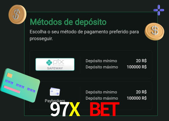 O cassino 97X Bet oferece uma grande variedade de métodos de pagamento